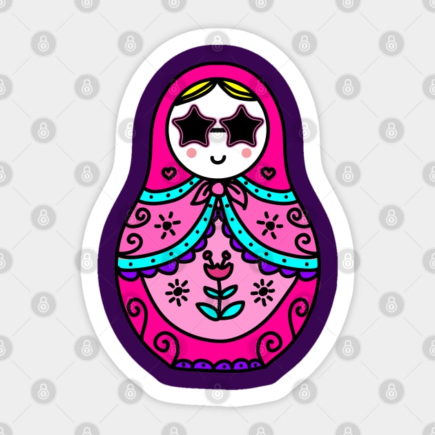 pink Russian Doll cute sunglasses star Sticker by gossiprag